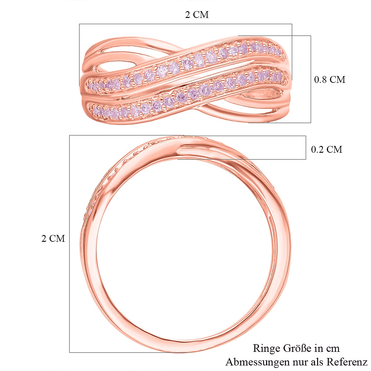 Natural Pink Diamond 0.20 ctw Ring in 18K Vermeil Rose Gold Over Sterling Silver (Size 10.0)