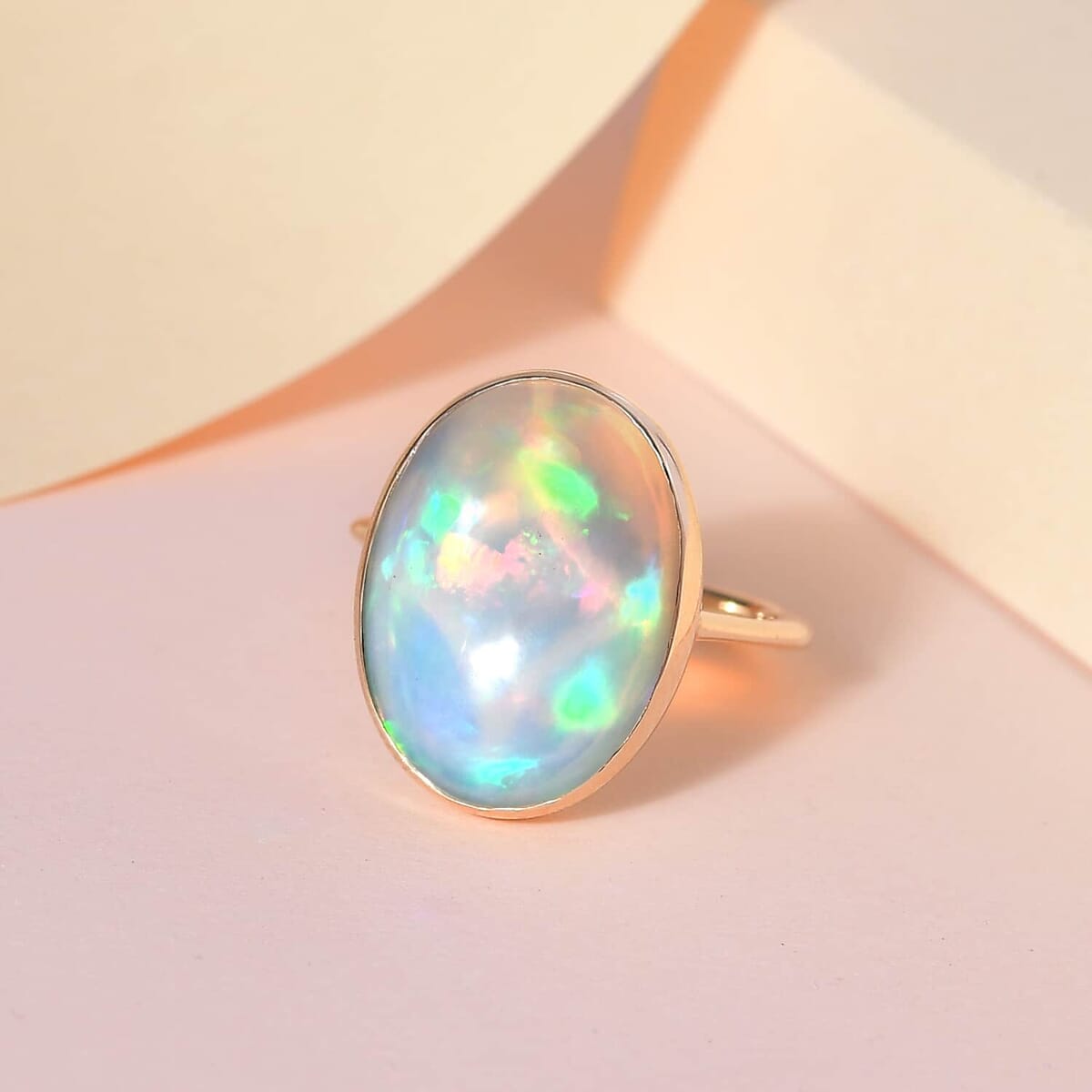 Luxoro 14K Yellow Gold AAA Ethiopian Welo Opal Solitaire Ring 9.85 ctw (Del. in 15-20 Days) image number 1