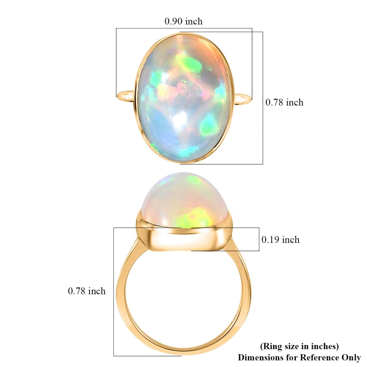 Luxoro 14K Yellow Gold AAA Ethiopian Welo Opal Solitaire Ring 9.85 ctw (Del. in 15-20 Days) image number 5