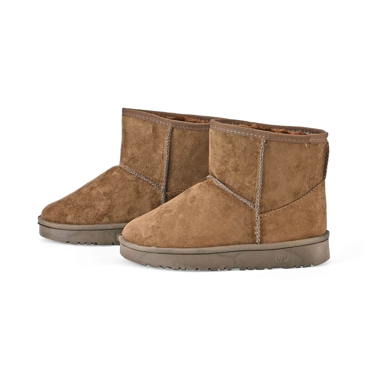 Brown Suede Outer with Faux Fur Lining Water Repellent Booties - (Size 7-7.5) image number 0