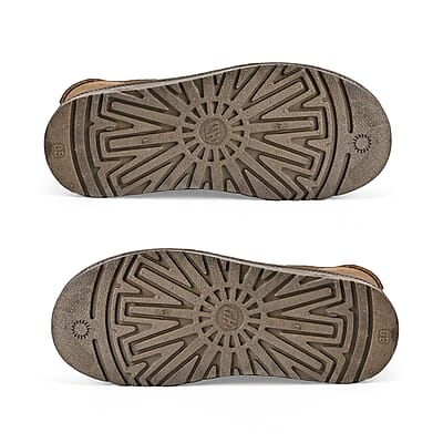 Brown Faux Suede Water Repellent Short Boots with Faux Fur Lining - (Size 10-10.5)