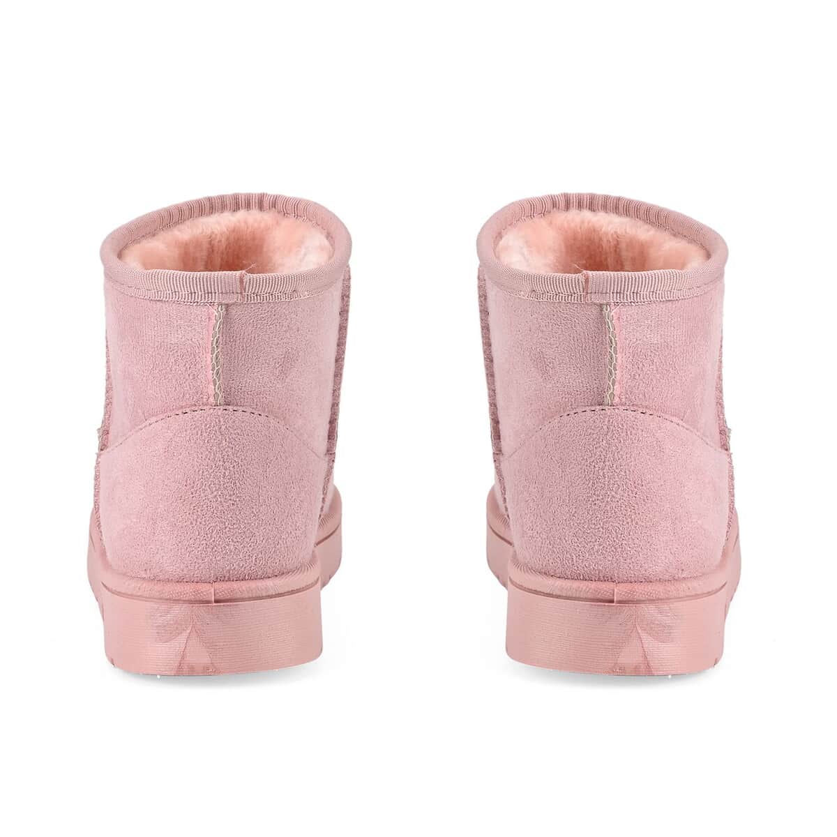 Pink Faux Suede Water Repellent Short Boots with Faux Fur Lining - (Size 7-7.5) image number 3