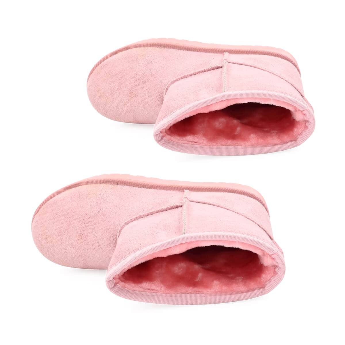 Pink Faux Suede Water Repellent Short Boots with Faux Fur Lining - (Size 7-7.5) image number 5