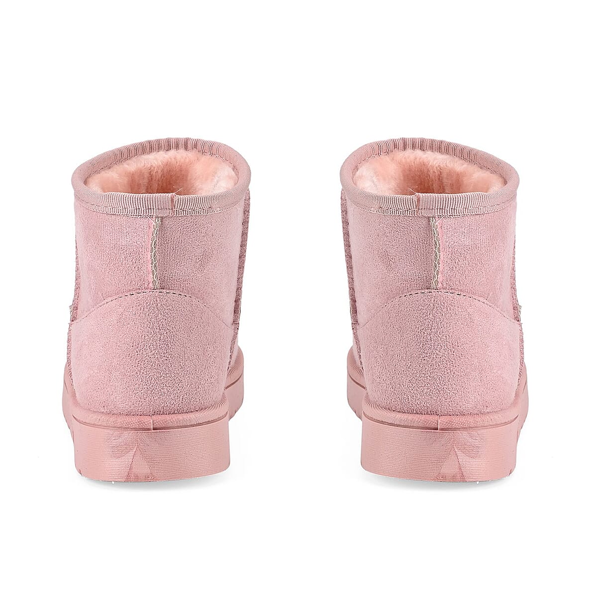 Pink Faux Suede Water Repellent Short Boots with Faux Fur Lining - (Size 9-9.5) image number 3