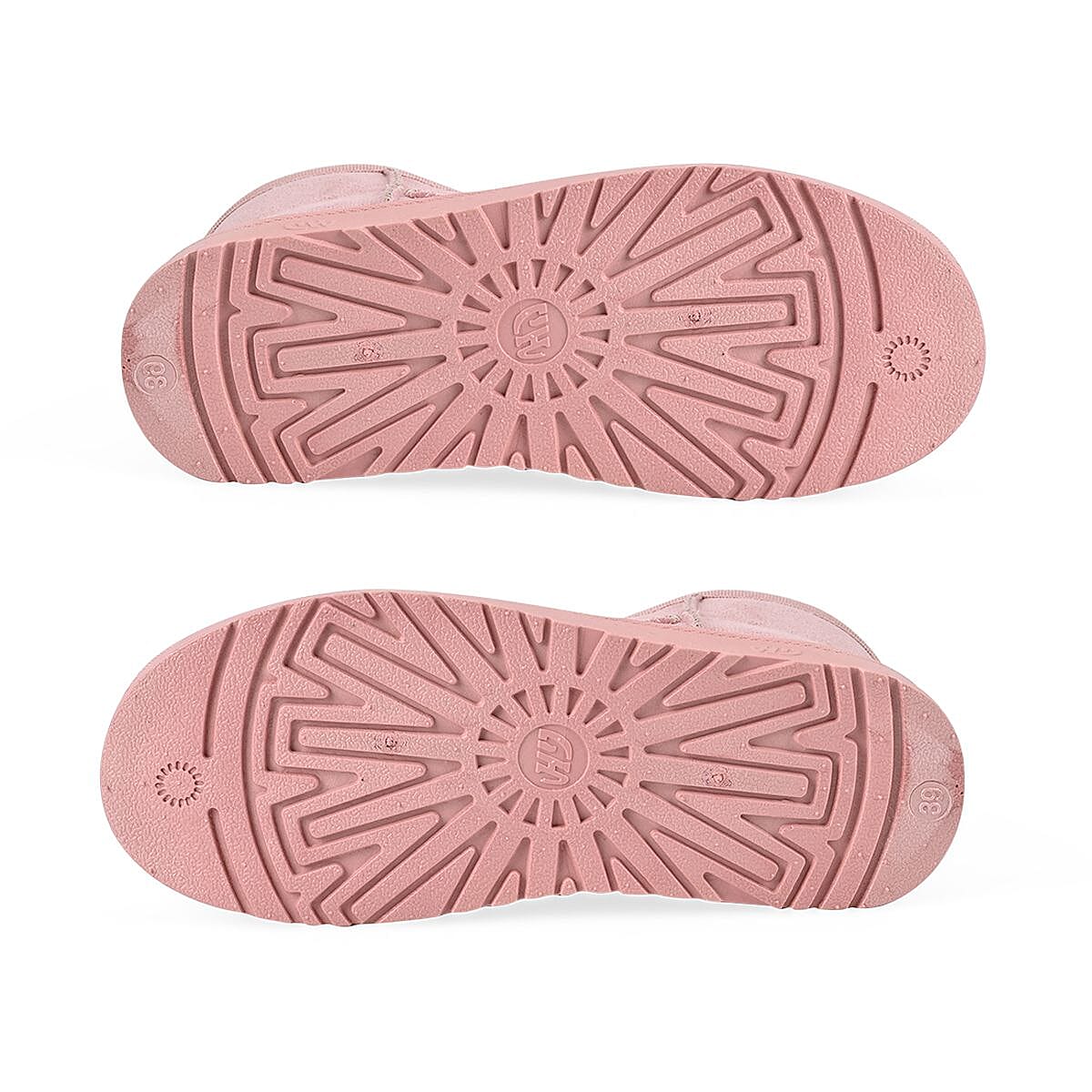 Pink Faux Suede Water Repellent Short Boots with Faux Fur Lining - (Size 10-10.5) image number 4