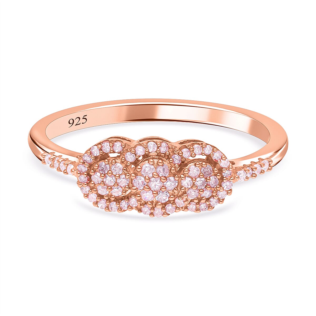 Pink Diamond 0.33 ctw Ring in 18K Vermeil Rose Gold Over Sterling Silver (Size 11.5)