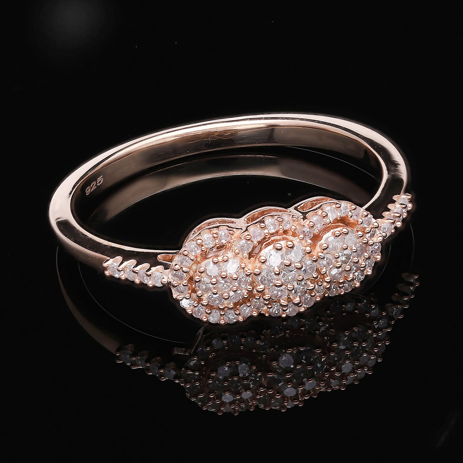 Pink Diamond 0.33 ctw Ring in 18K Vermeil Rose Gold Over Sterling Silver (Size 11.5)