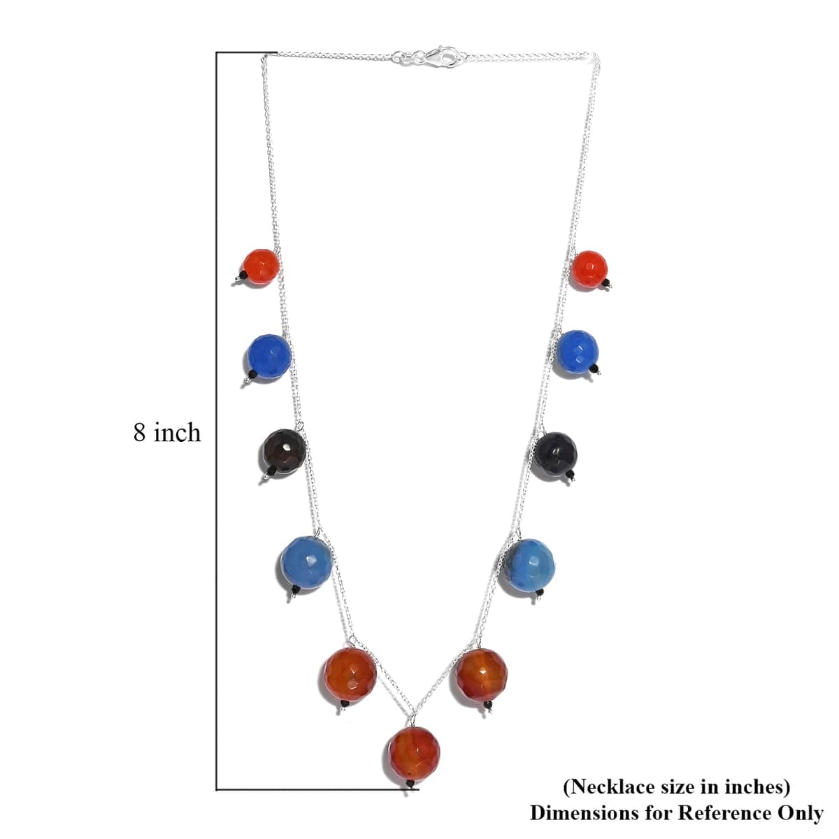 Multi Color Agate and Thai Black Spinel Necklace 18 Inches in Sterling Silver 127.90 ctw image number 5