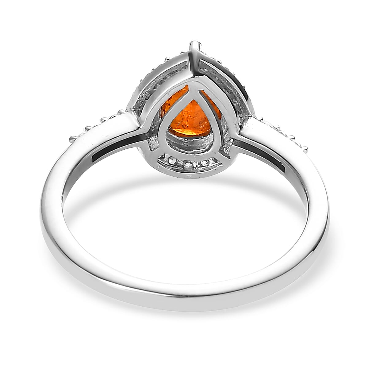 Tangerine Kyanite and White Zircon Halo Ring in Platinum Over Sterling Silver (Size 6.0) 1.85 ctw image number 4