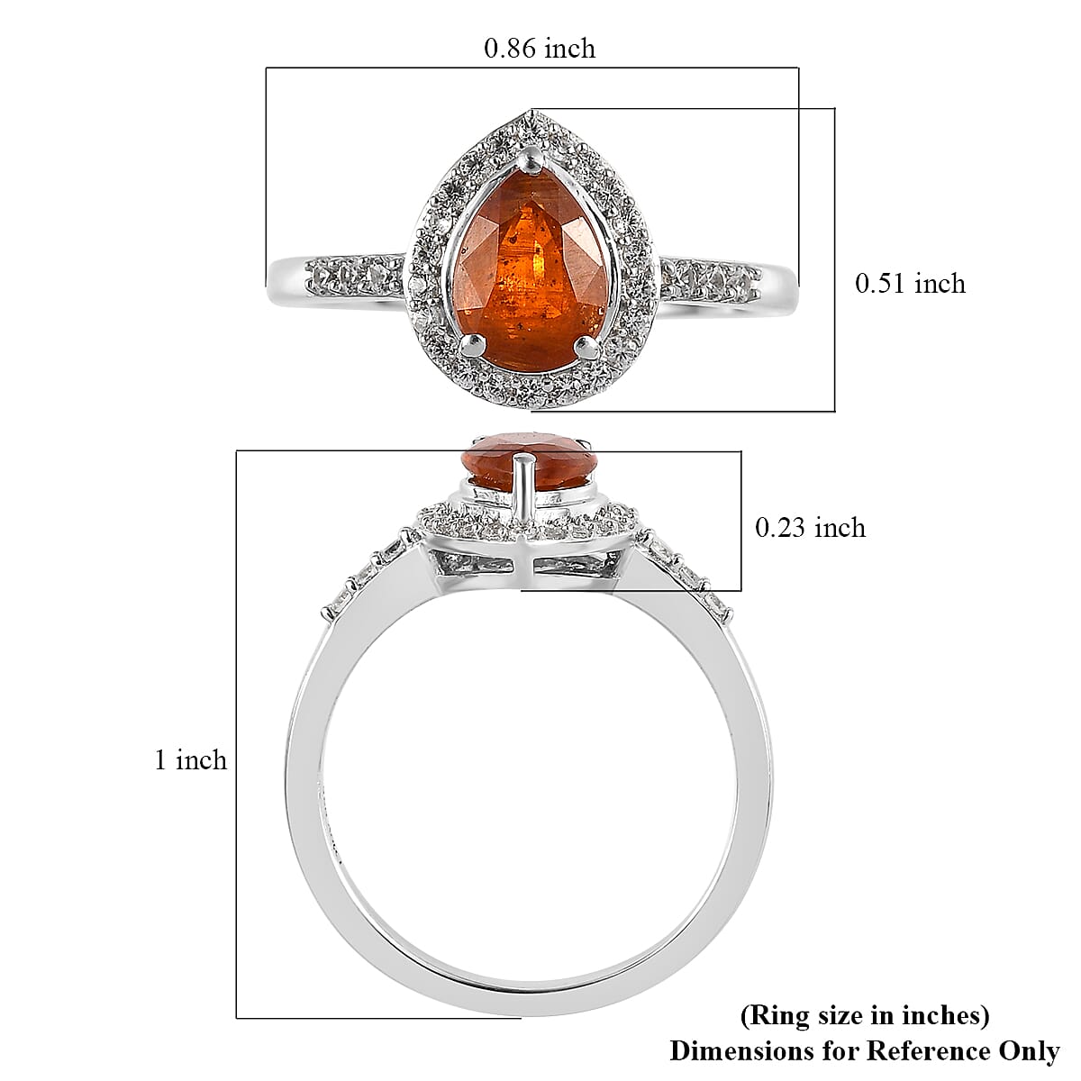 Tangerine Kyanite and White Zircon Halo Ring in Platinum Over Sterling Silver (Size 6.0) 1.85 ctw image number 5