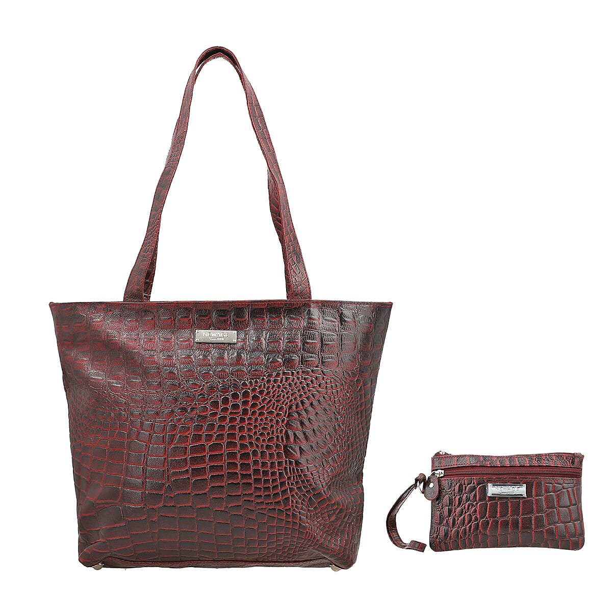 Buy Newage Cherry Genuine Leather Croco Embossed Tote Bag with