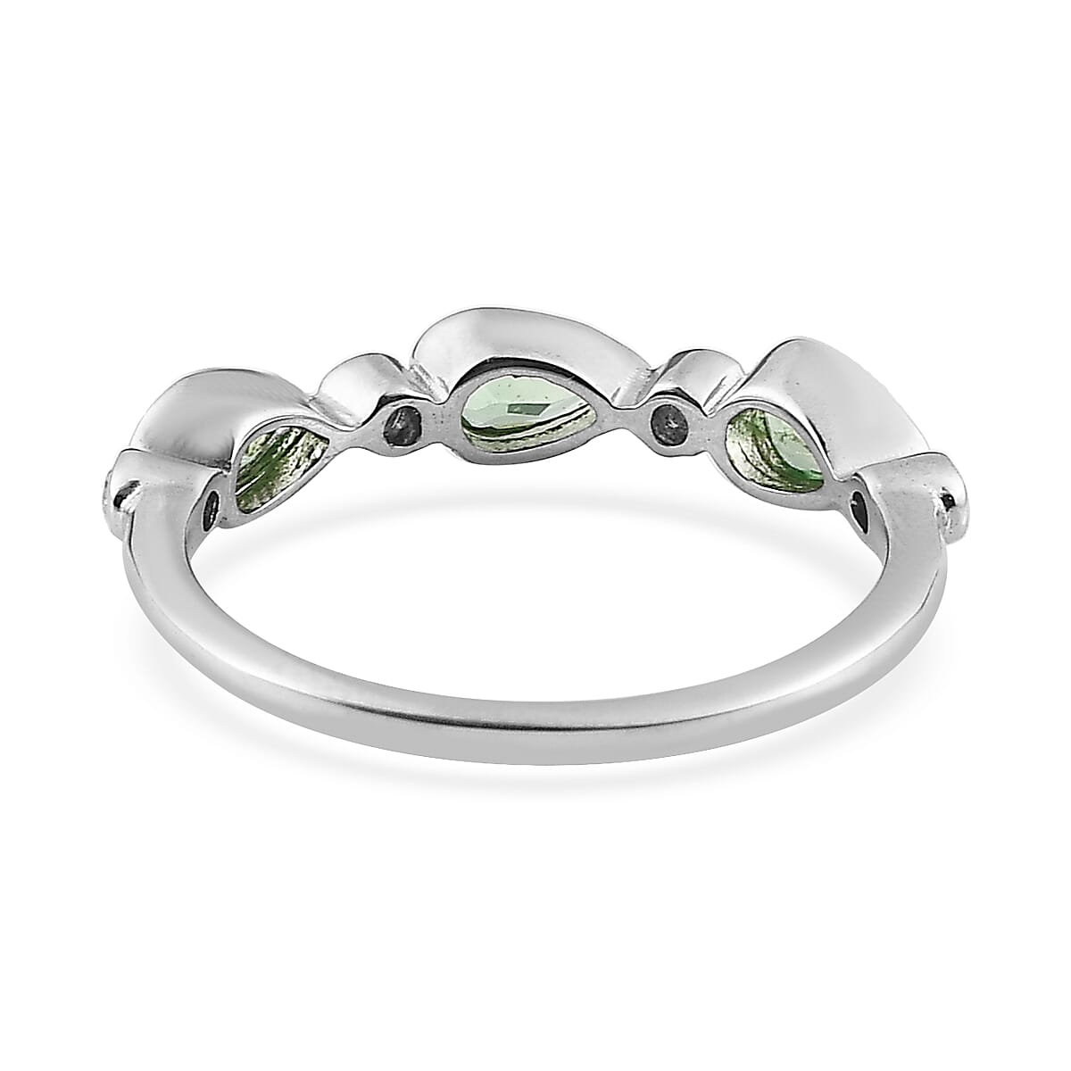 Premium Tsavorite Garnet and Moissanite Ring in Platinum Over Sterling Silver (Size 7.0) 0.65 ctw