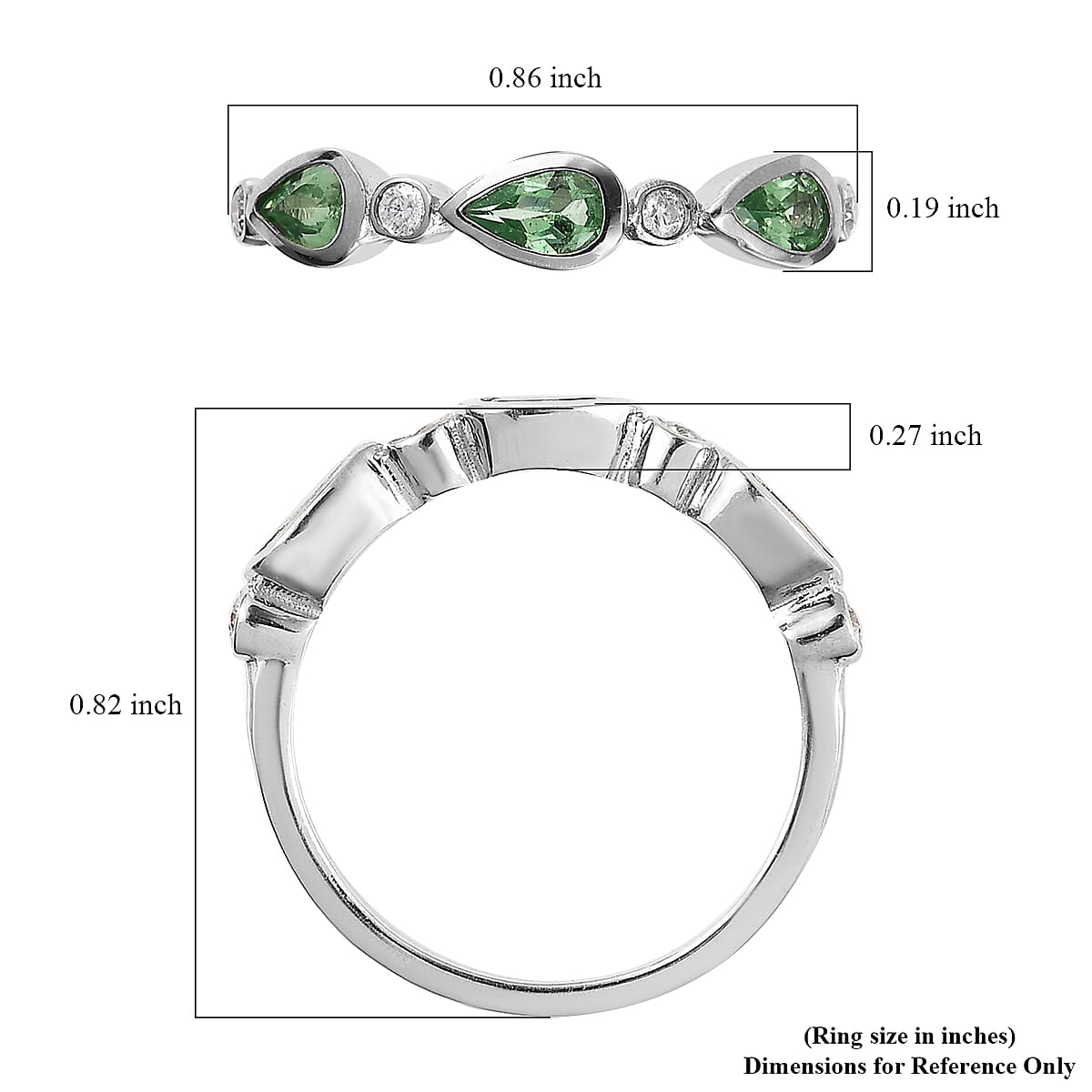 Premium Tsavorite Garnet and Moissanite Ring in Platinum Over Sterling Silver (Size 7.0) 0.65 ctw