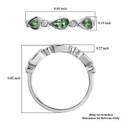 Premium Tsavorite Garnet and Moissanite Ring in Platinum Over Sterling Silver (Size 7.0) 0.65 ctw