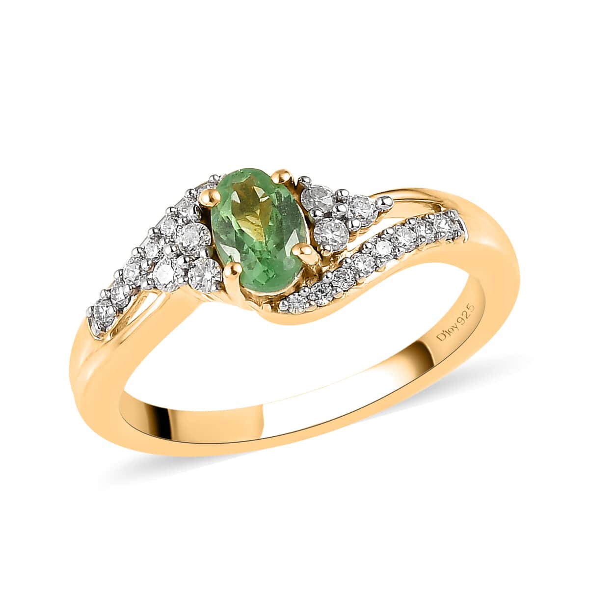 Premium Tsavorite Garnet and Moissanite Ring in Vermeil Yellow Gold Over Sterling Silver 0.75 ctw image number 0