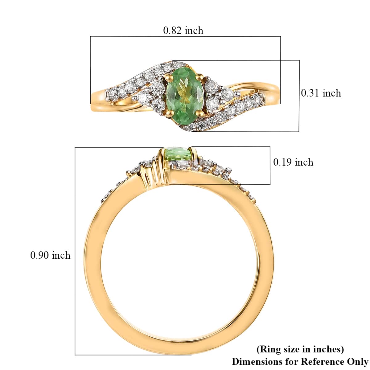 Premium Tsavorite Garnet and Moissanite Ring in Vermeil Yellow Gold Over Sterling Silver 0.75 ctw image number 5