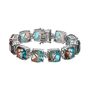 Aqua Terra Costa Quartz (Triplet) Bracelet in Platinum Over Sterling Silver (6.50 In) 68.75 ctw