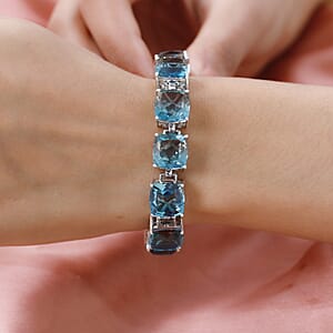 Aqua Terra Costa Quartz (Triplet) Bracelet in Platinum Over Sterling Silver (6.50 In) 68.75 ctw