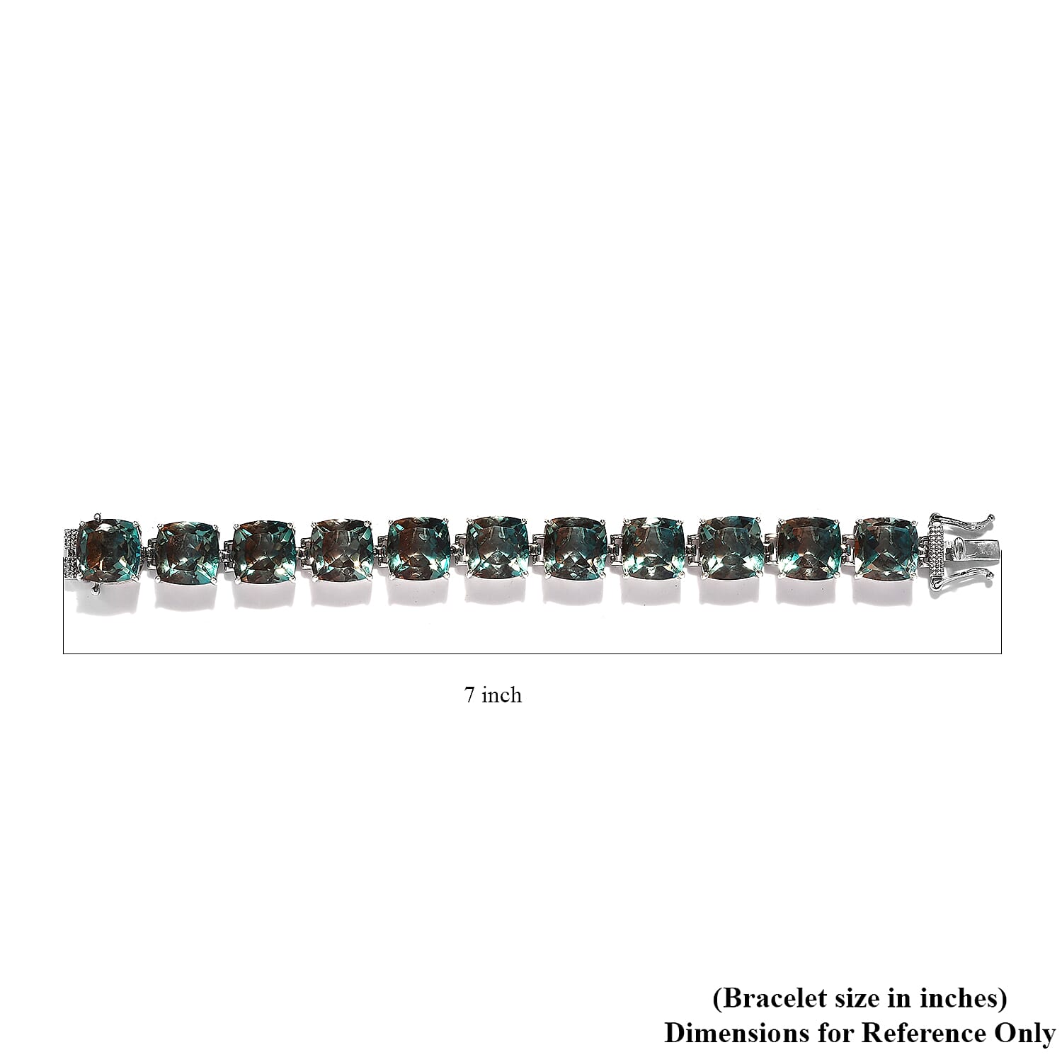Aqua Terra Costa Quartz (Triplet) Bracelet in Platinum Over Sterling Silver (6.50 In) 68.75 ctw