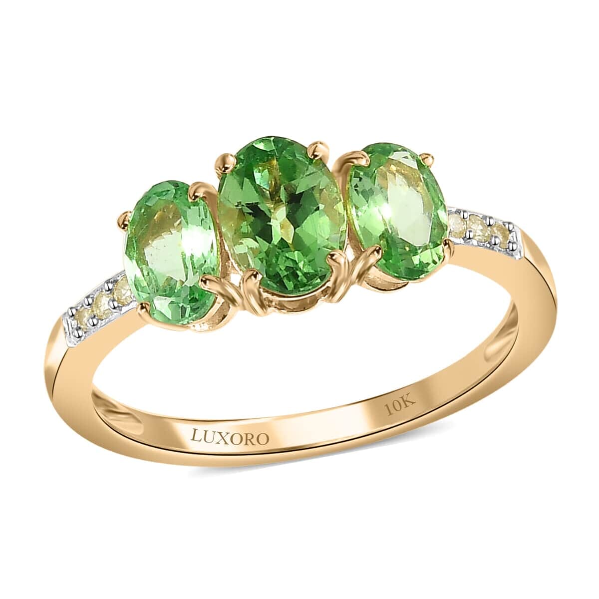 Luxoro 10K Yellow Gold Premium Tsavorite Garnet and Diamond Ring 1.85 ctw image number 0
