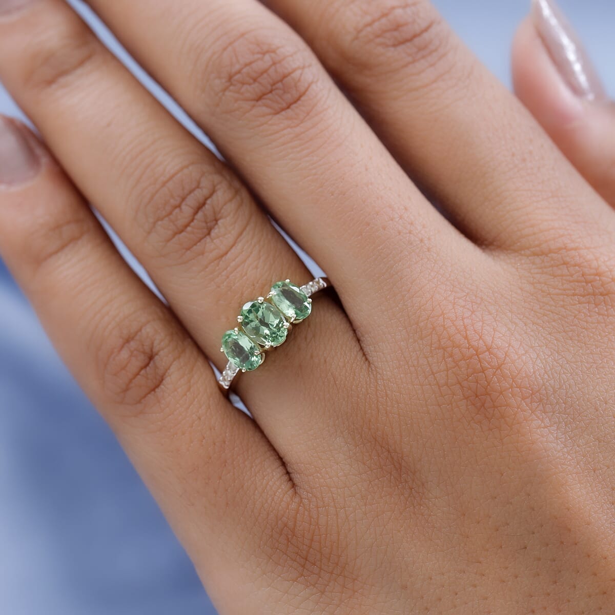 Luxoro 10K Yellow Gold Premium Tsavorite Garnet and Diamond Ring 1.85 ctw image number 2