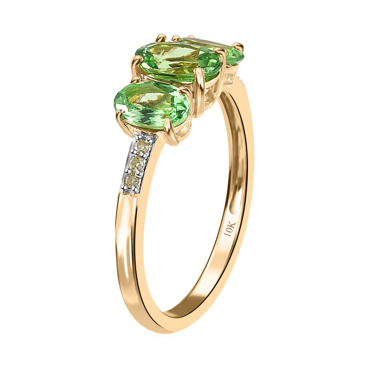Luxoro 10K Yellow Gold Premium Tsavorite Garnet and Diamond Ring 1.85 ctw image number 3