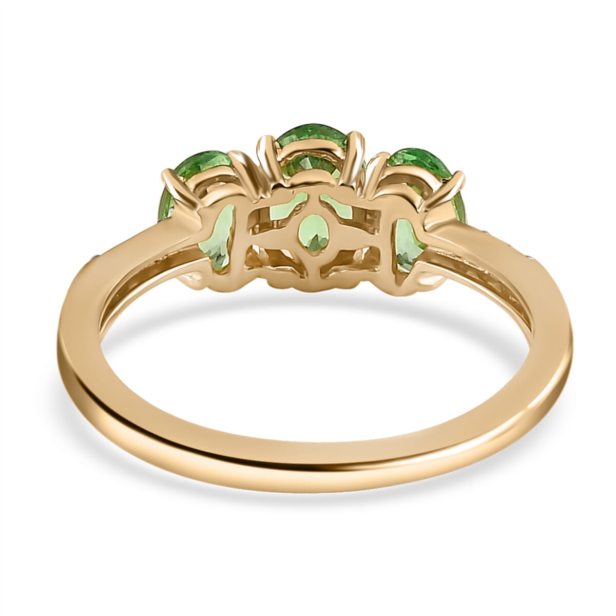 Luxoro 10K Yellow Gold Premium Tsavorite Garnet and Diamond Ring 1.85 ctw image number 4