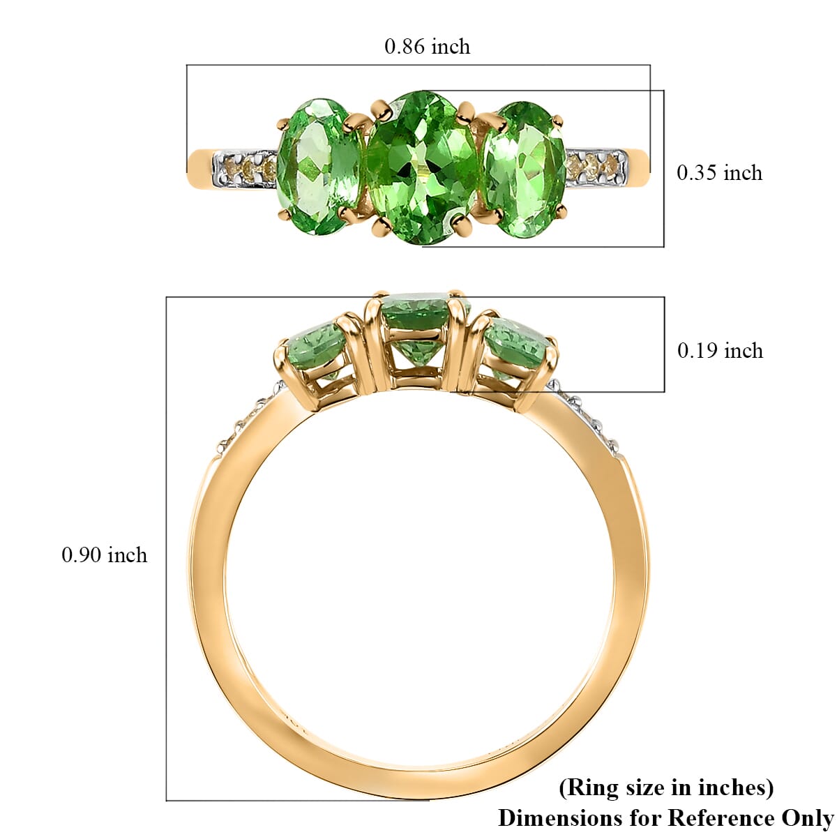 Luxoro 10K Yellow Gold Premium Tsavorite Garnet and Diamond Ring 1.85 ctw image number 5