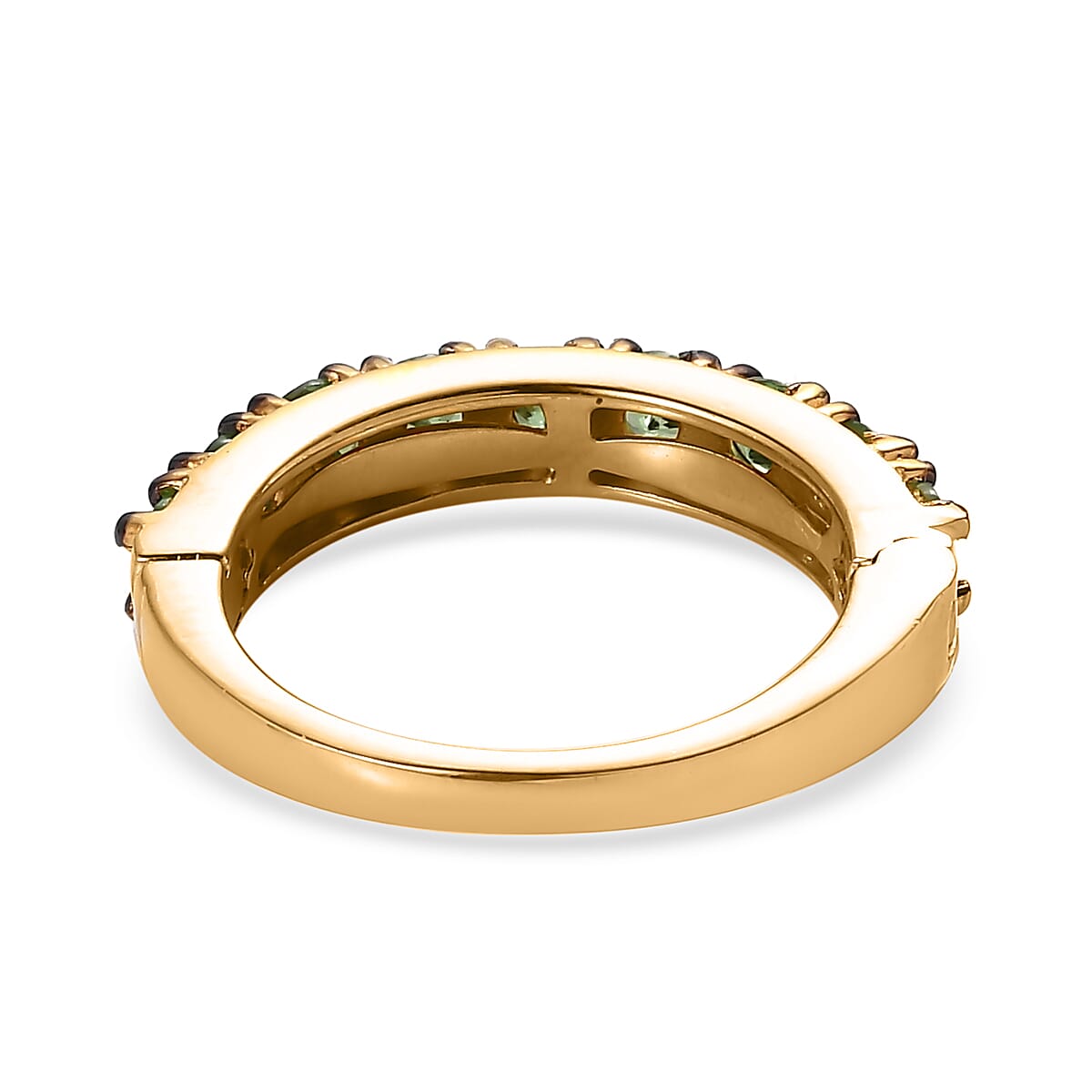 Premium Tsavorite Garnet Eternity Half Band Ring in Vermeil Yellow Gold Over Sterling Silver (Size 10.0) 1.10 ctw image number 4