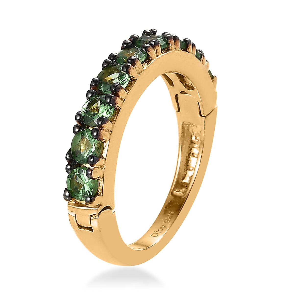 Premium Tsavorite Garnet Eternity Half Band Ring in Vermeil Yellow Gold Over Sterling Silver (Size 8.0) 1.10 ctw image number 3