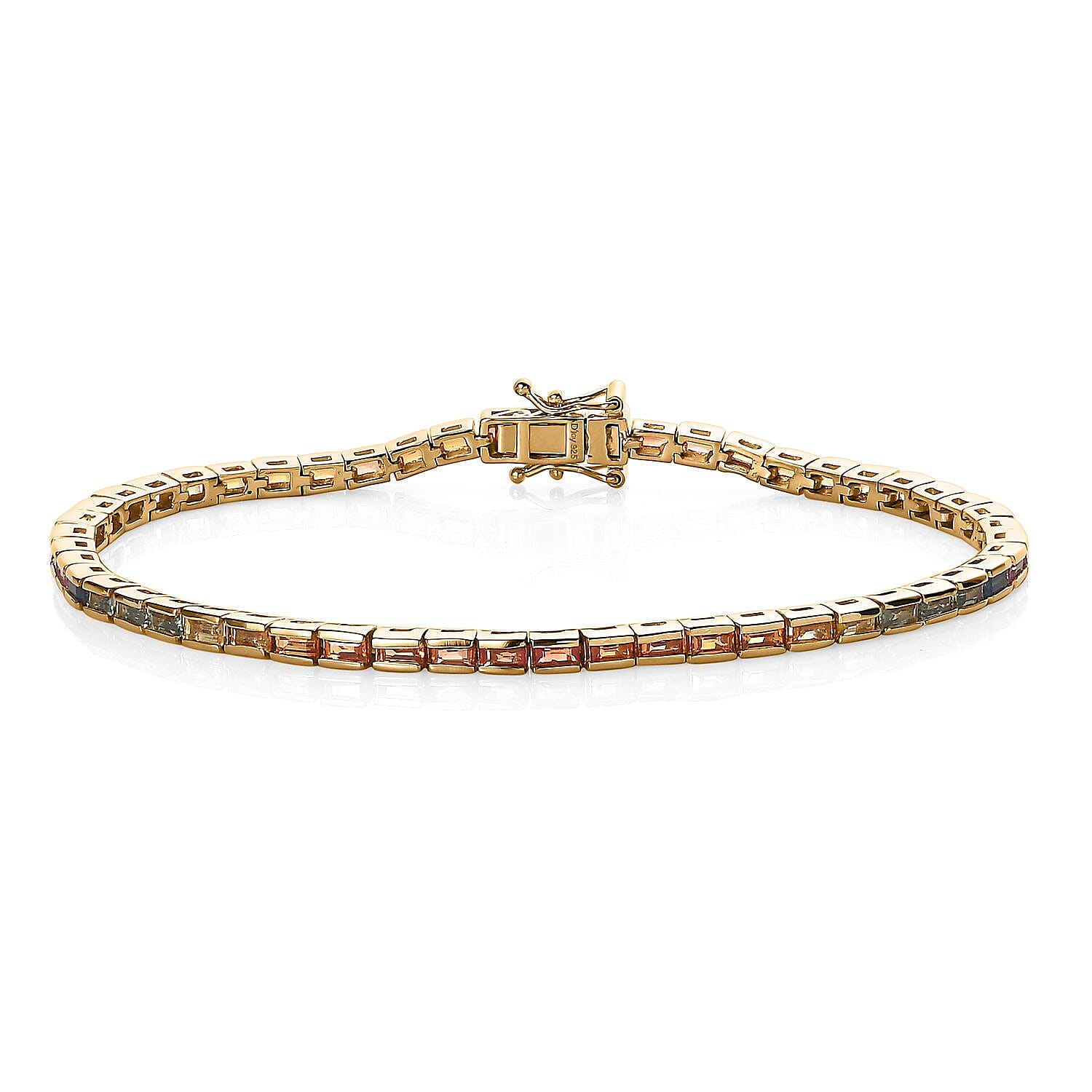 Multi Sapphire Tennis Bracelet in Vermeil Yellow Gold Over Sterling Silver (8.00 In) 7.00 ctw