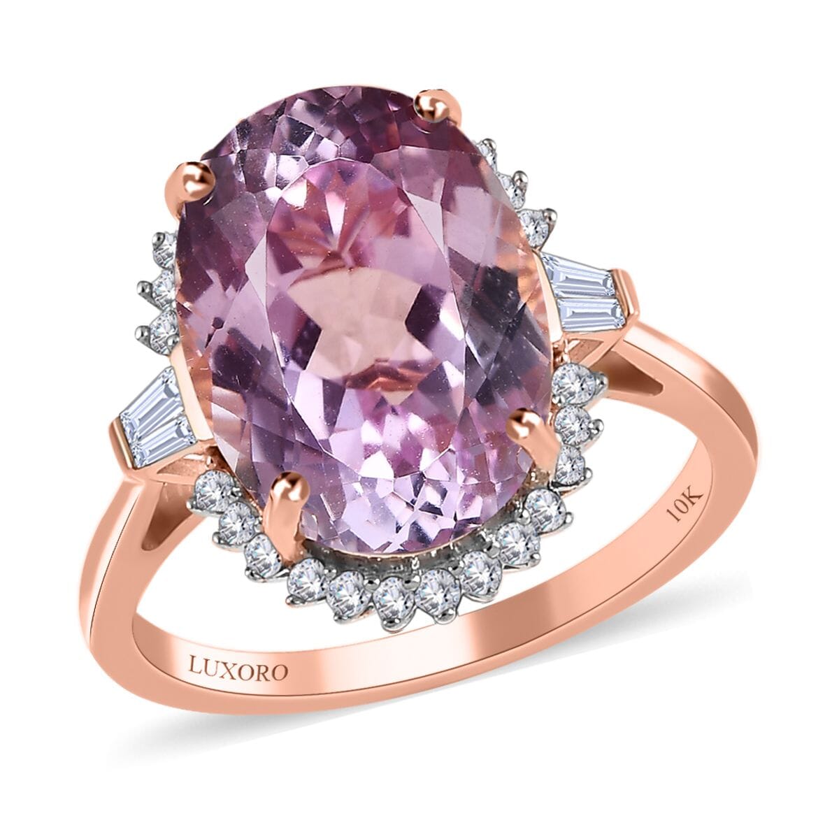 Luxoro 10K Rose Gold Premium Kunzite and G-H I3 Diamond Ring 7.90 ctw image number 0