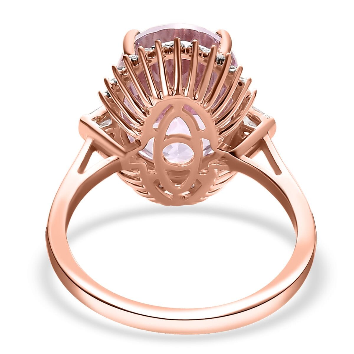 Luxoro 10K Rose Gold Premium Kunzite and G-H I3 Diamond Ring 7.90 ctw image number 4
