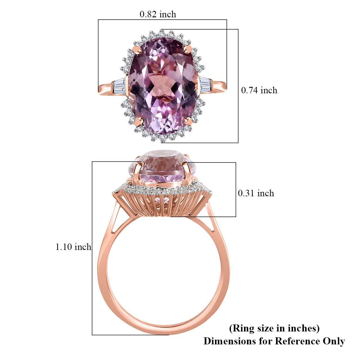 Luxoro 10K Rose Gold Premium Kunzite and G-H I3 Diamond Ring 7.90 ctw image number 5