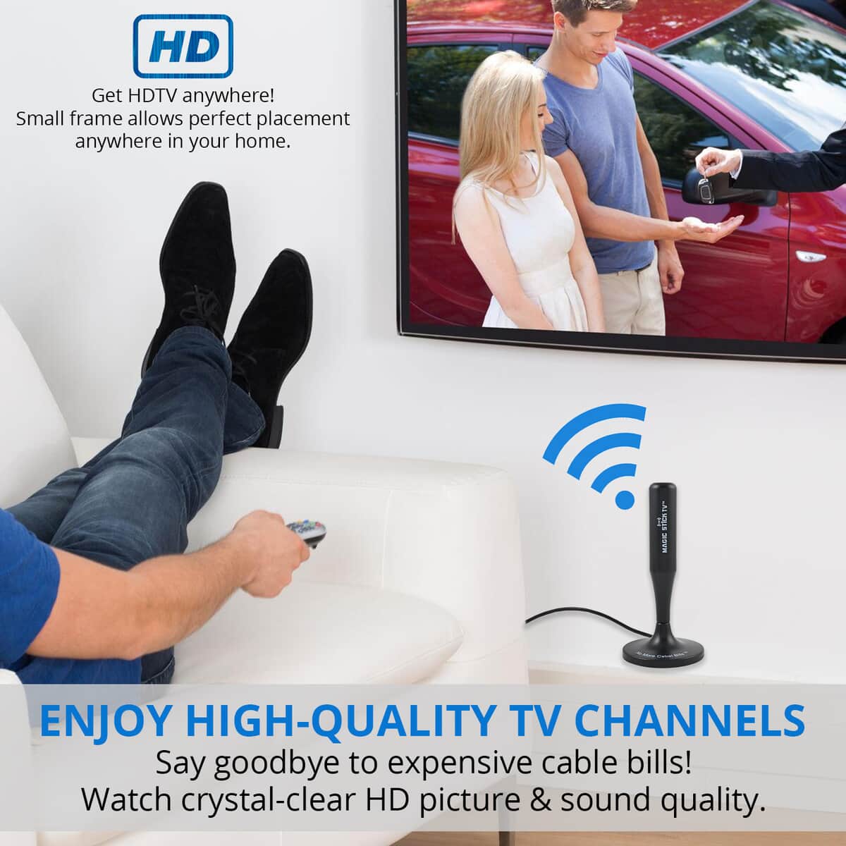 Magic Stick TV Digital HDTV Magnetic Antenna -Black Delivers in 14-20 Business Days image number 1