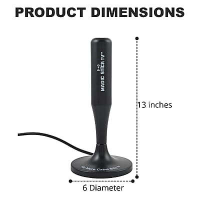 Magic Stick TV Digital HDTV Magnetic Antenna - Black , Best Digital TV Antenna , Indoor Outdoor TV Antenna