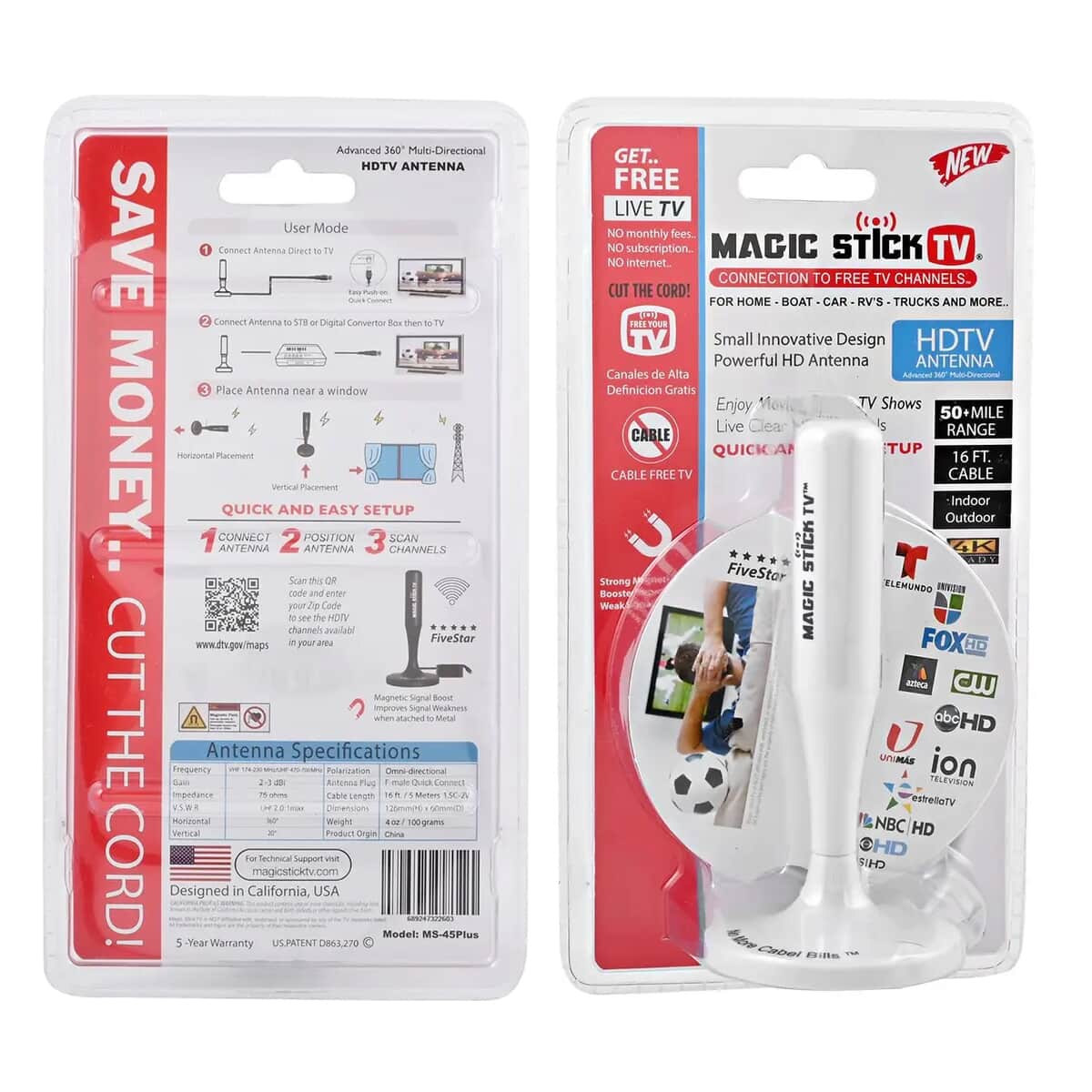 Magic Stick TV Digital HDTV Magnetic Antenna -White , Best Digital TV Antenna , Indoor Outdoor TV Antenna image number 6