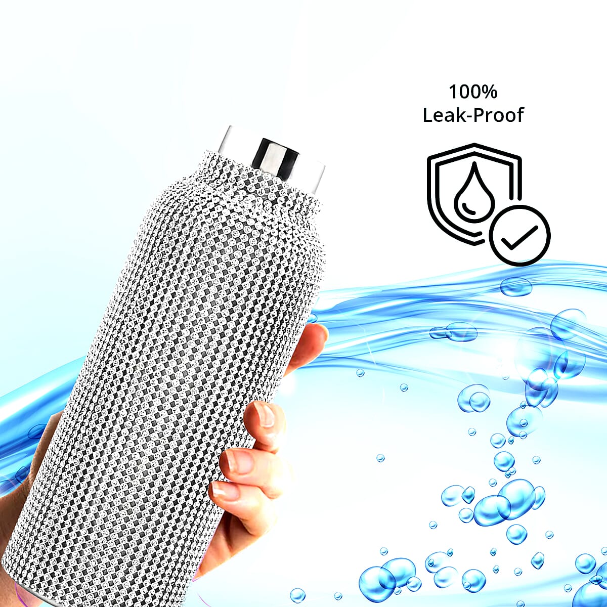 Silver Rhinestones Canteen Bottle 16oz image number 2