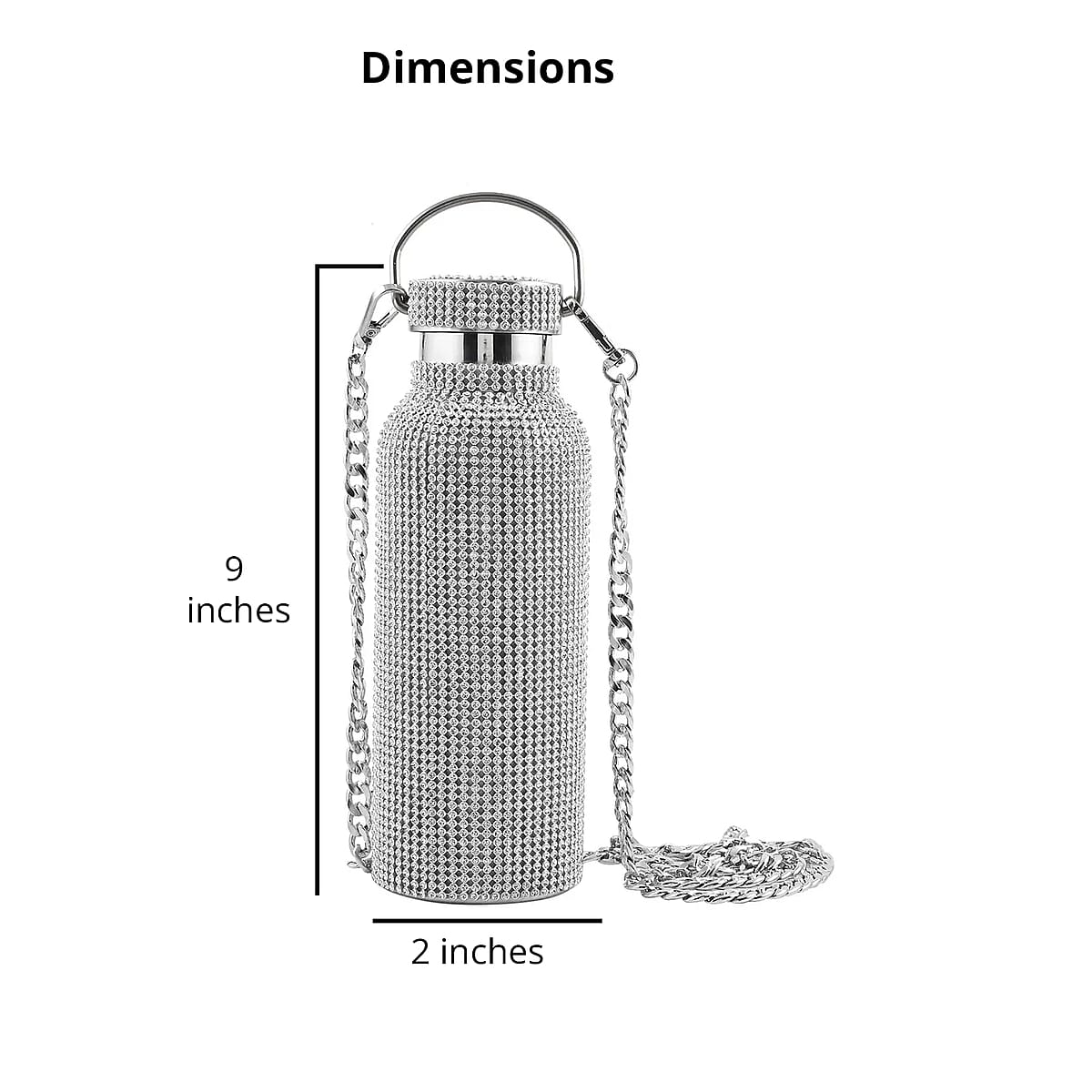 Silver Rhinestones Canteen Bottle 16oz image number 5
