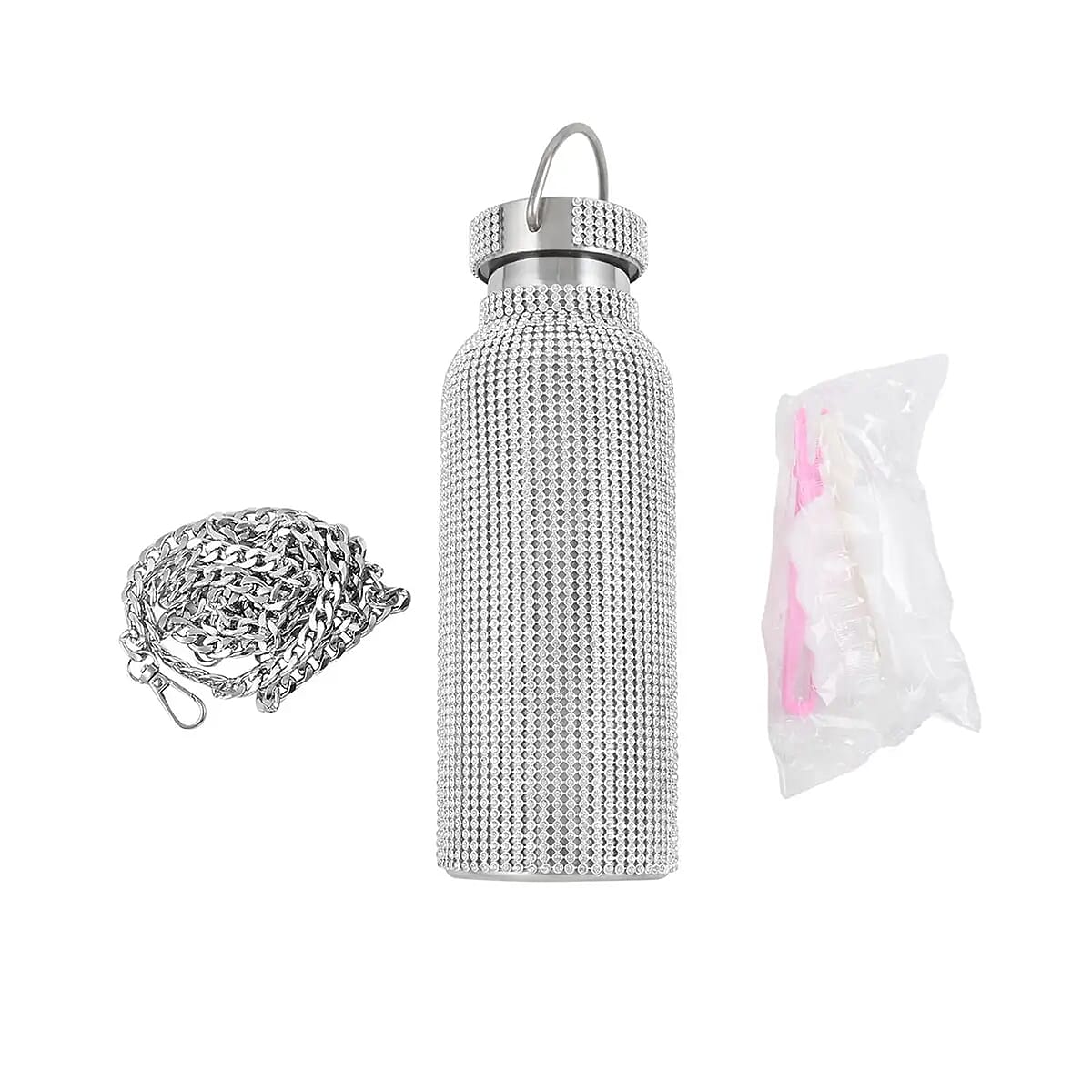 Silver Rhinestones Canteen Bottle 16oz image number 6