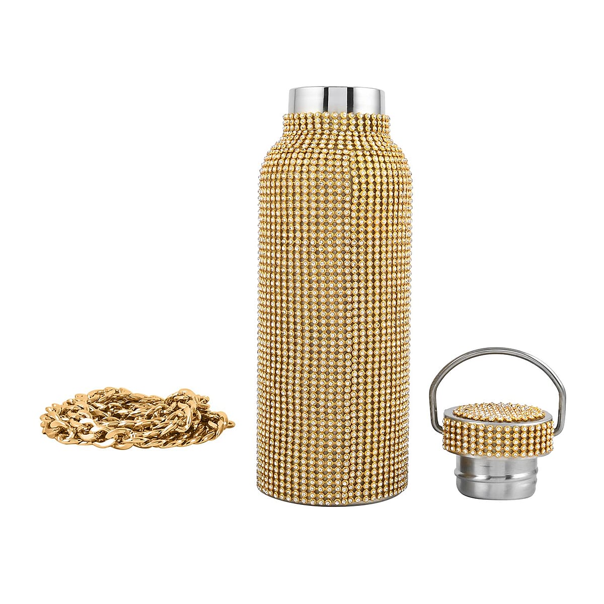 Gold Rhinestones Canteen Bottle 16oz image number 1