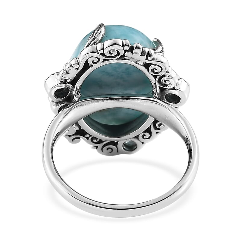 Artisan Crafted Larimar and Madagascar Paraiba Apatite Ring in Sterling Silver (Size 10.0) 10.65 ctw