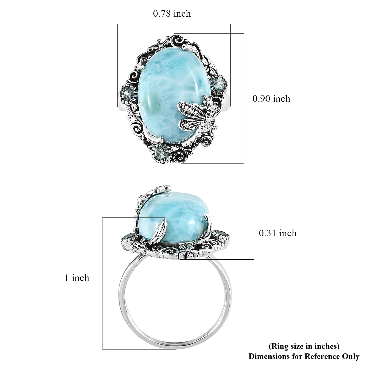 Artisan Crafted Larimar and Madagascar Paraiba Apatite Ring in Sterling Silver (Size 10.0) 10.65 ctw