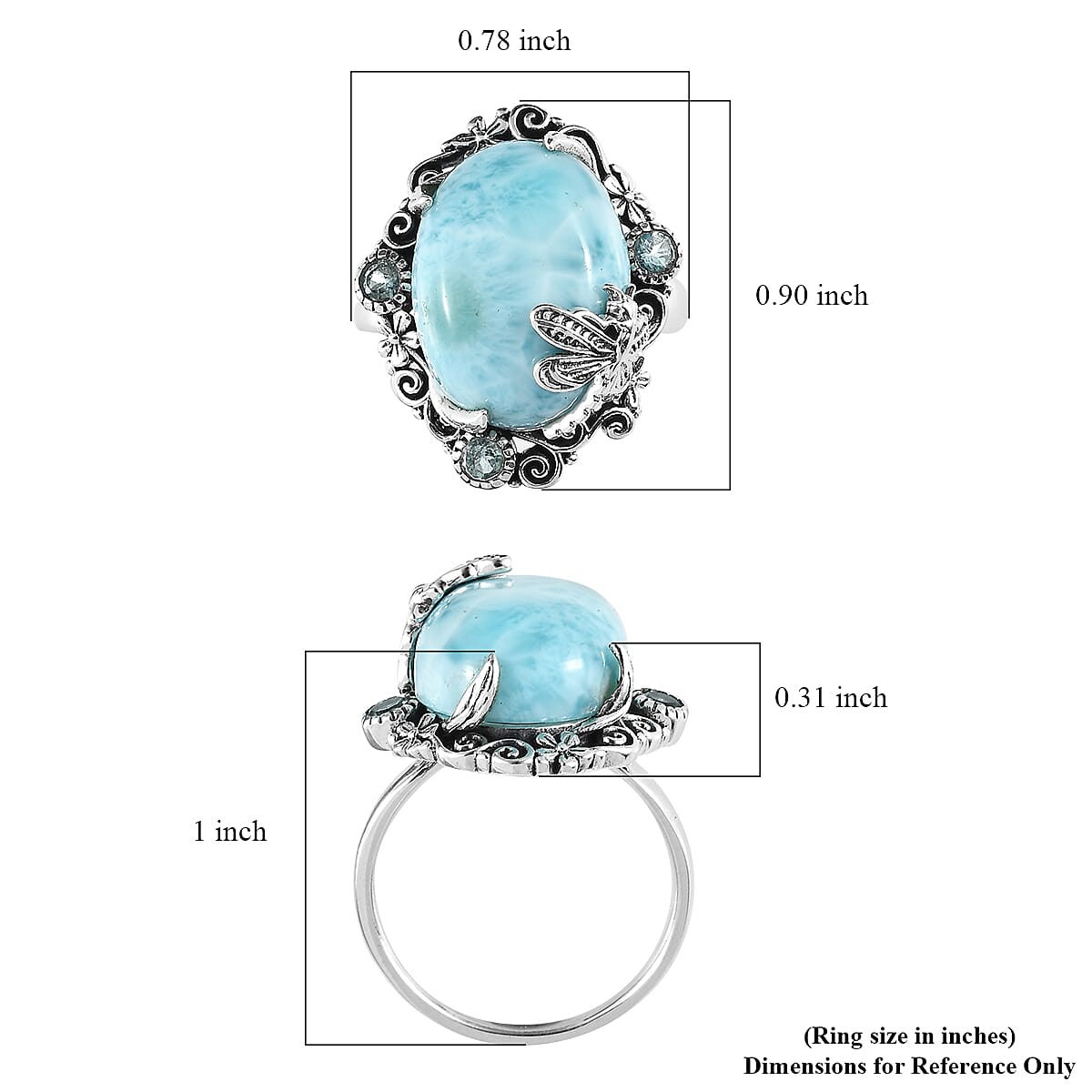 Artisan Crafted Larimar and Madagascar Paraiba Apatite Ring in Sterling Silver (Size 7.0) 10.65 ctw image number 5