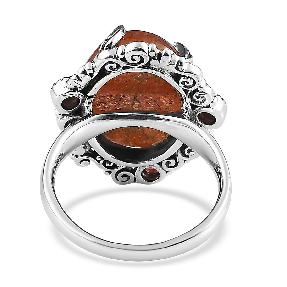 Artisan Crafted Sri Lankan Sunstone and Mozambique Garnet Dragonfly Ring in Sterling Silver (Size 7.0) 9.25 ctw image number 4