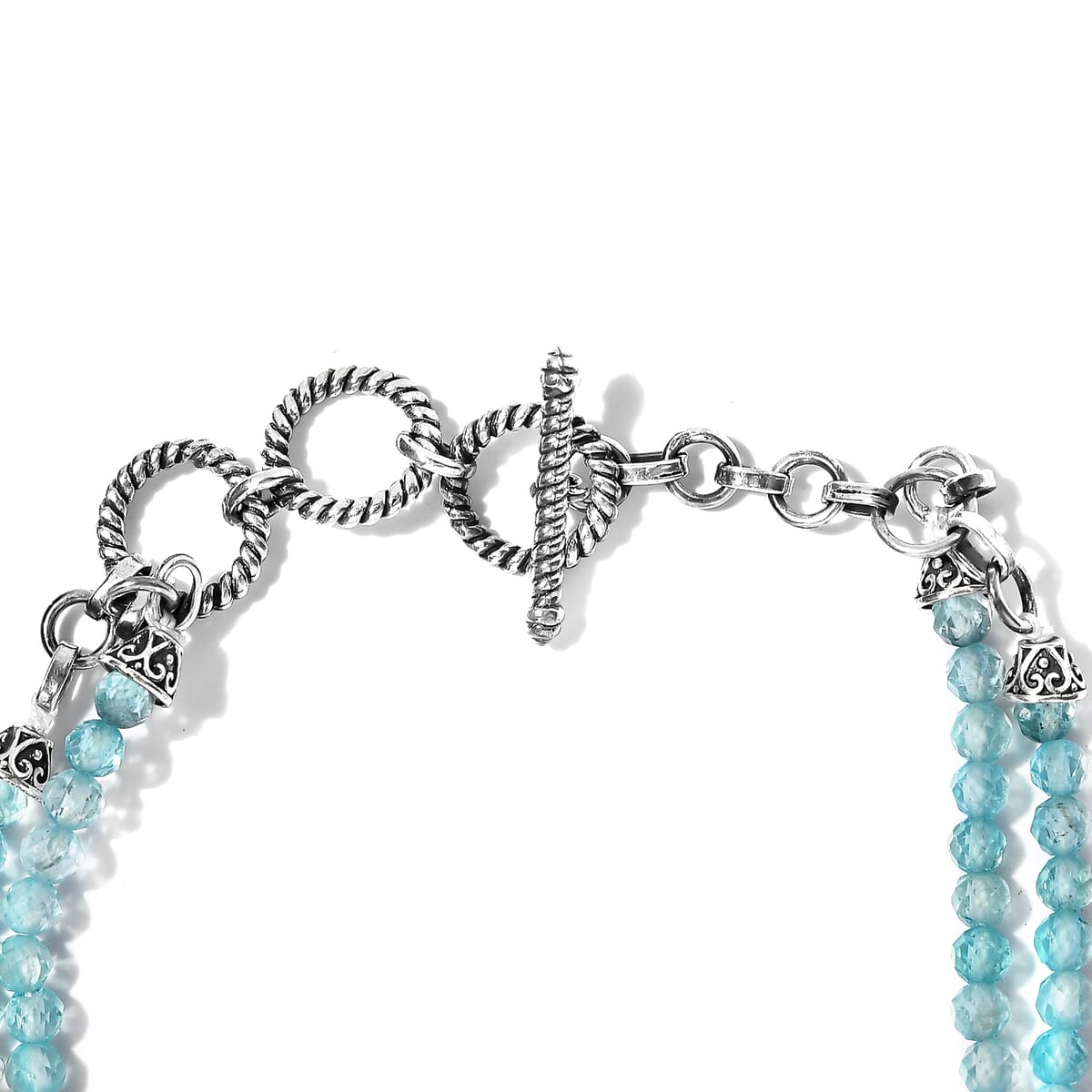 Artisan Crafted Larimar and Madagascar Paraiba Apatite Dragonfly Double-Row Toggle Clasp Bracelet in Sterling Silver (7.25 In) 48.60 ctw image number 3