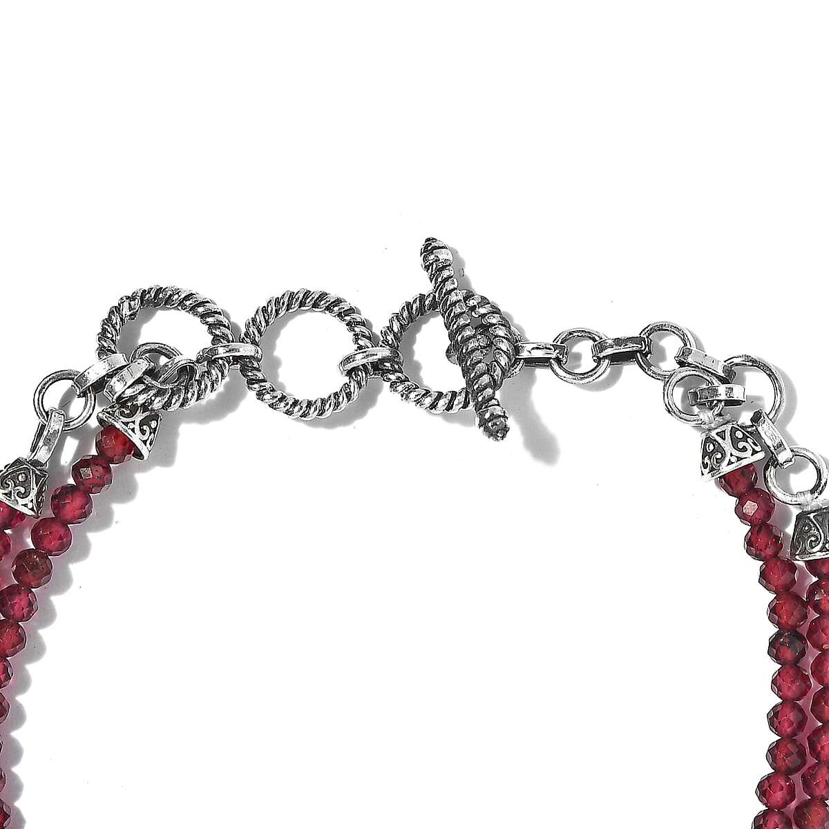 Artisan Crafted Sri Lankan Sunstone and Mozambique Garnet Dragonfly Double-Row Toggle Clasp Bracelet Sterling Silver (7.25 In) 46.90 ctw image number 3