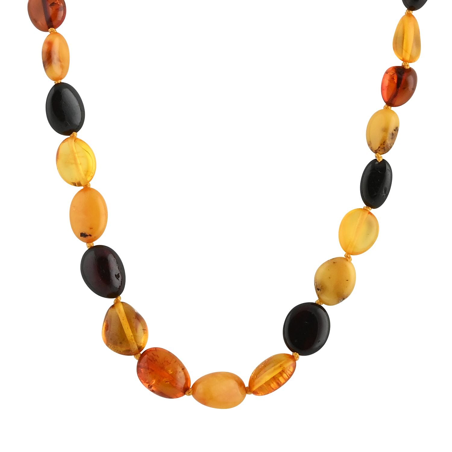 Light Multi Color Amber Beaded Necklace (20 Inches)