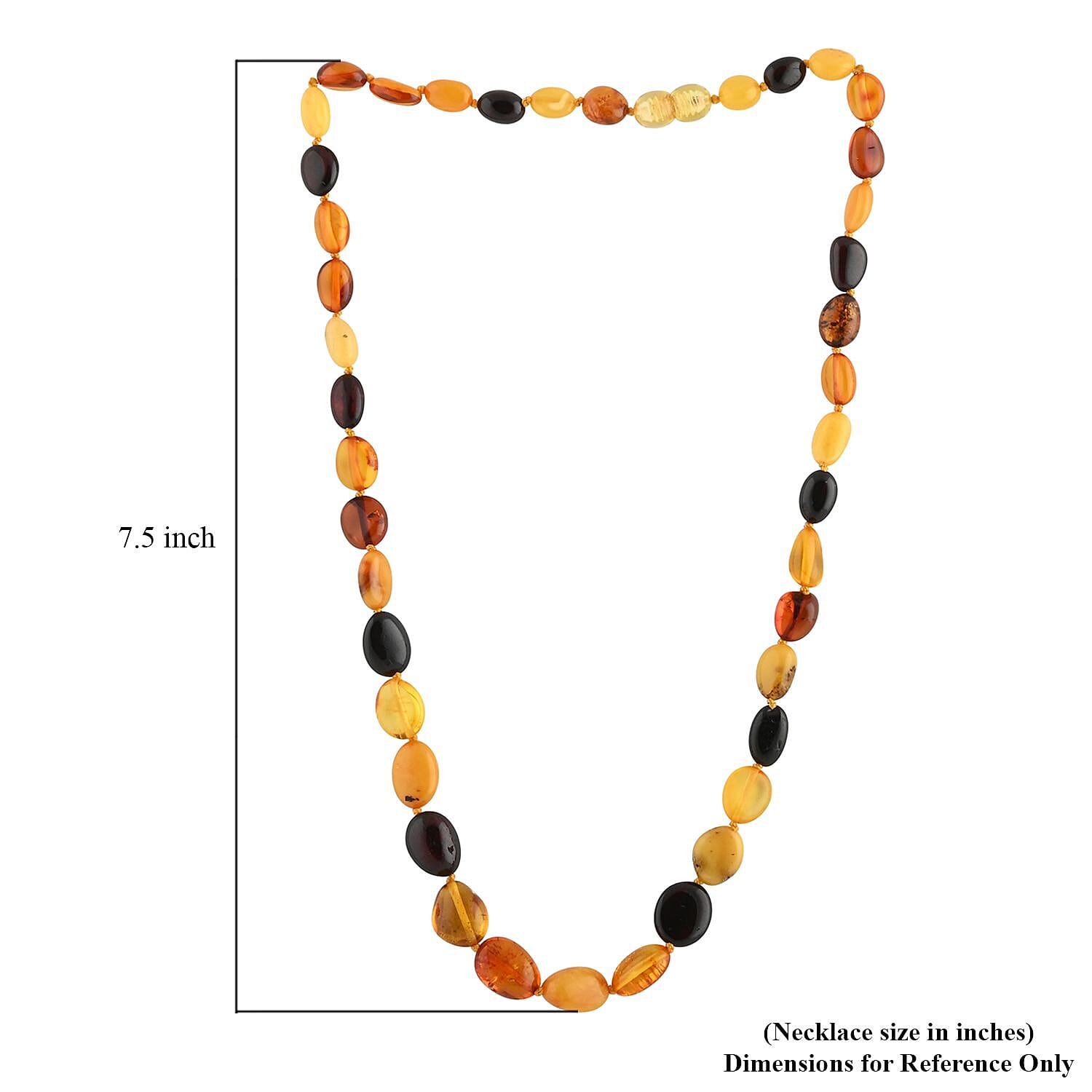 Light Multi Color Amber Beaded Necklace (20 Inches)