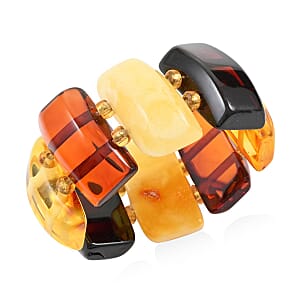 Multi Color Amber Beaded Stretch Ring
